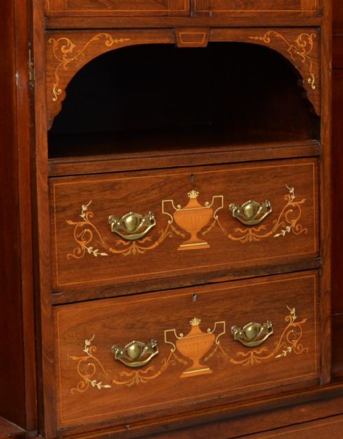 SHERATON REVIVAL ROSEWOOD INLAID COMPACTUM WARDROBE - ADDITIONAL PHOTO 4