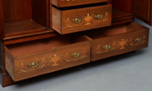 SHERATON REVIVAL ROSEWOOD INLAID COMPACTUM WARDROBE - ADDITIONAL PHOTO 9