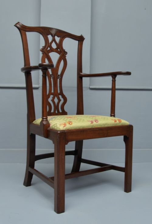Chippendale Revival Mahogany Elbow Chair