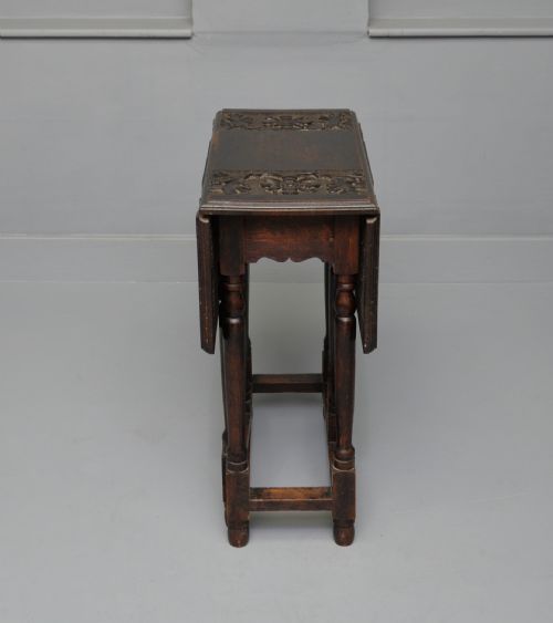CARVED OAK LEAF ACORN SIDE OCCASIONAL GATELEG TABLE - ADDITIONAL PHOTO 3