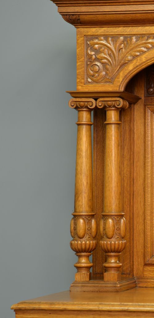 EDWARDIAN LIGHT OAK CARVED MIRRORBACK SIDEBOARD - ADDITIONAL PHOTO 6
