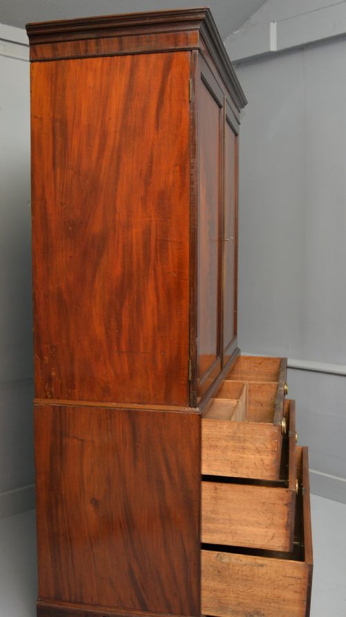 GEORGIAN FLAME MAHOGANY LINEN PRESS WARDROBE - ADDITIONAL PHOTO 8
