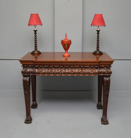MAPLE CO CARVED MAHOGANY CONSOLE HALL TABLE - ADDITIONAL PHOTO 1
