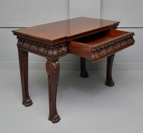 MAPLE CO CARVED MAHOGANY CONSOLE HALL TABLE - ADDITIONAL PHOTO 6