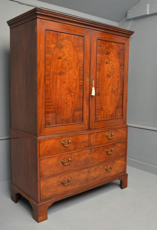 GEORGIAN FLAME MAHOGANY LINEN PRESS - ADDITIONAL PHOTO 5