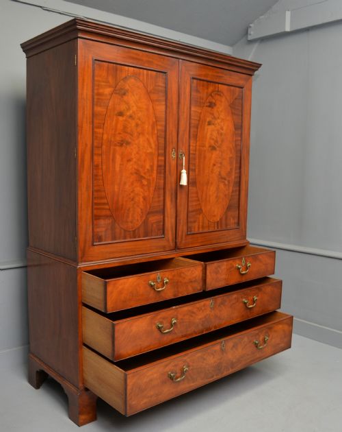 GEORGIAN FLAME MAHOGANY LINEN PRESS - ADDITIONAL PHOTO 7