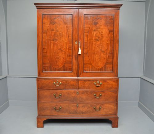 GEORGIAN FLAME MAHOGANY LINEN PRESS - ADDITIONAL PHOTO 9