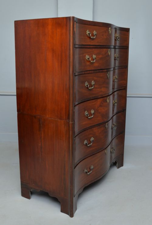 GEORGIAN MAHOGANY SERPENTINE TALLBOY CHEST OF DRAWERS - ADDITIONAL PHOTO 1