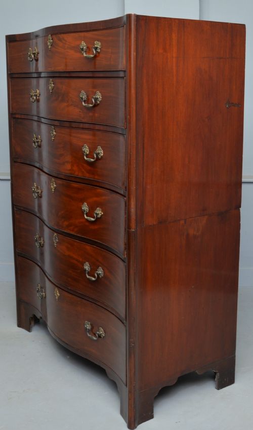 GEORGIAN MAHOGANY SERPENTINE TALLBOY CHEST OF DRAWERS - ADDITIONAL PHOTO 8