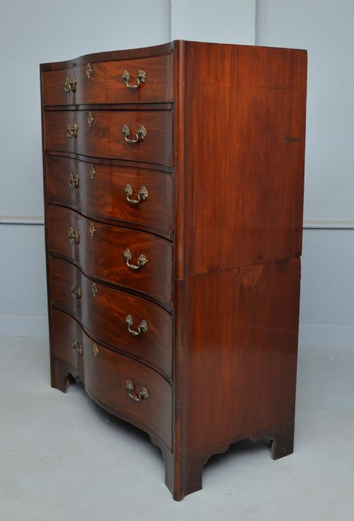GEORGIAN MAHOGANY SERPENTINE TALLBOY CHEST OF DRAWERS - ADDITIONAL PHOTO 9