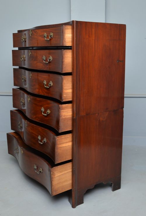 GEORGIAN MAHOGANY SERPENTINE TALLBOY CHEST OF DRAWERS - ADDITIONAL PHOTO 10