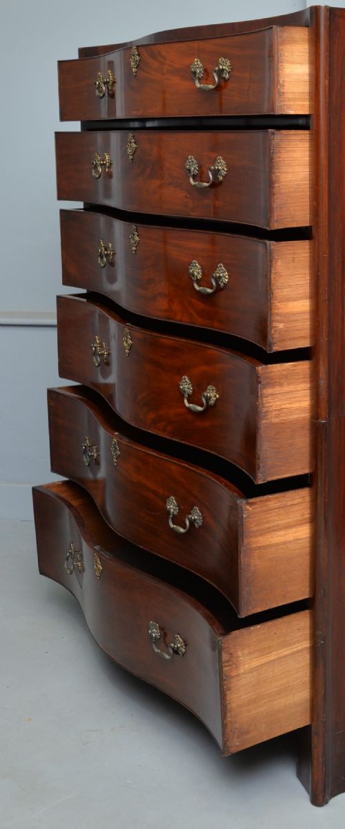 GEORGIAN MAHOGANY SERPENTINE TALLBOY CHEST OF DRAWERS - ADDITIONAL PHOTO 11