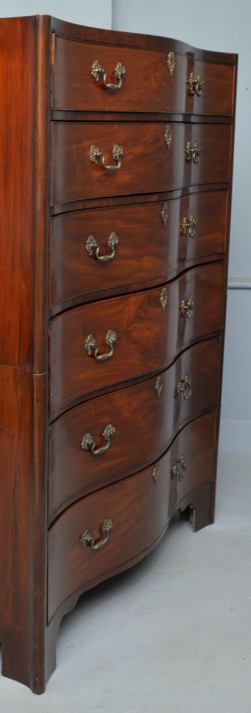 GEORGIAN MAHOGANY SERPENTINE TALLBOY CHEST OF DRAWERS - ADDITIONAL PHOTO 12