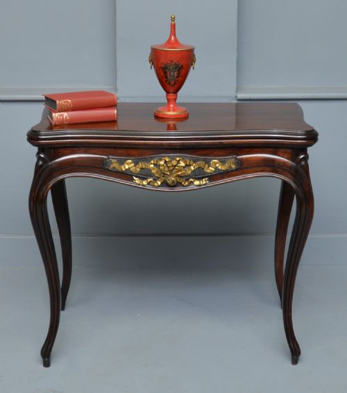 FRENCH LOUIS XV MAHOGANY SIDE CONSOLE CARD TABLE - ADDITIONAL PHOTO 1