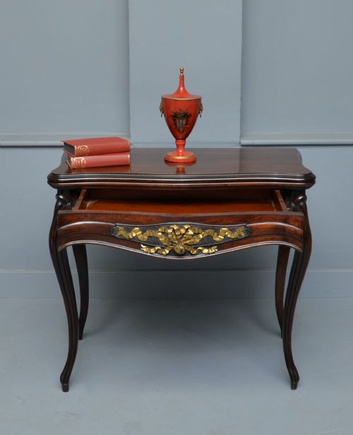 FRENCH LOUIS XV MAHOGANY SIDE CONSOLE CARD TABLE - ADDITIONAL PHOTO 3