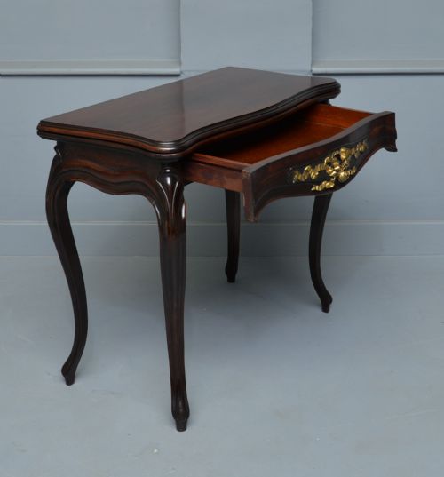 FRENCH LOUIS XV MAHOGANY SIDE CONSOLE CARD TABLE - ADDITIONAL PHOTO 4