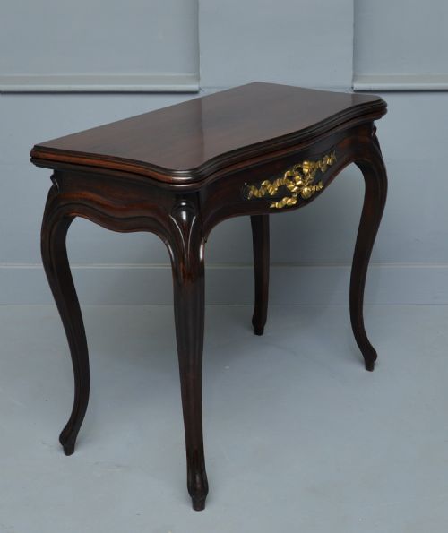 FRENCH LOUIS XV MAHOGANY SIDE CONSOLE CARD TABLE - ADDITIONAL PHOTO 5