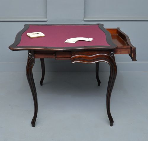 FRENCH LOUIS XV MAHOGANY SIDE CONSOLE CARD TABLE - ADDITIONAL PHOTO 12