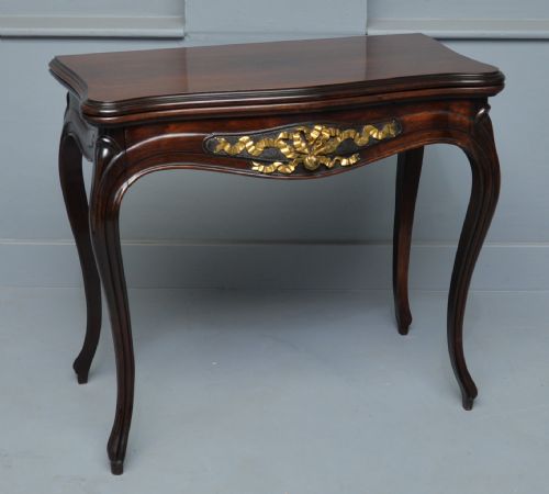 FRENCH LOUIS XV MAHOGANY SIDE CONSOLE CARD TABLE - ADDITIONAL PHOTO 17