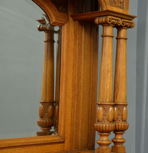EDWARDIAN LIGHT OAK CARVED MIRRORBACK SIDEBOARD - ADDITIONAL PHOTO 10