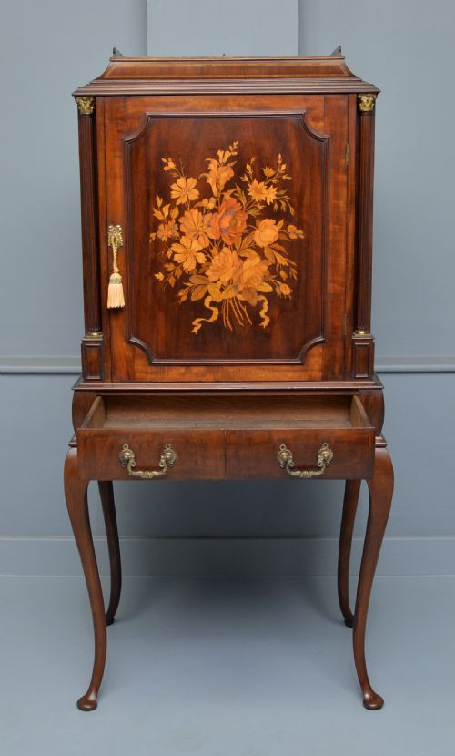 FINE EDWARDIAN MAHOGANY MARQUETRY CABINET - ADDITIONAL PHOTO 1