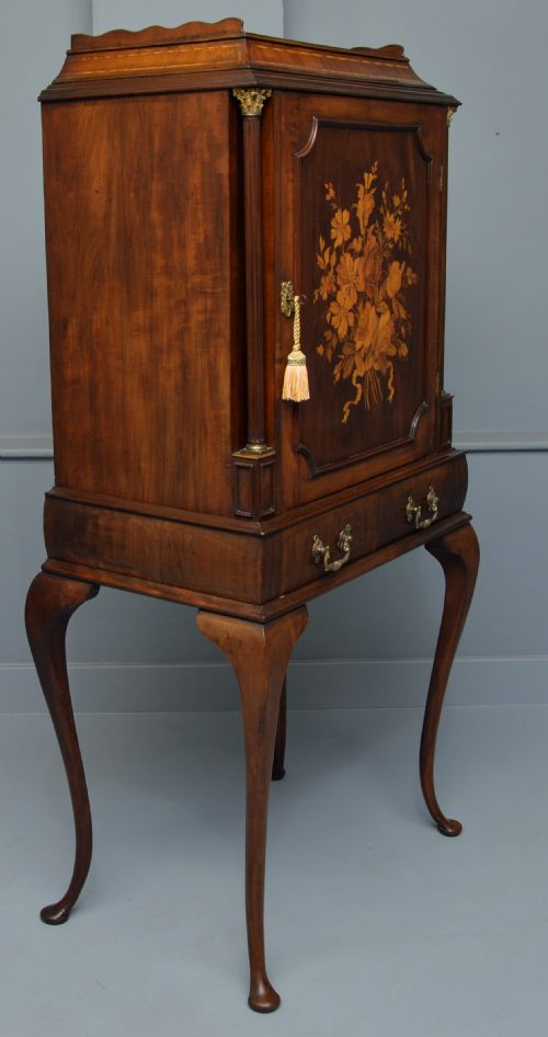 FINE EDWARDIAN MAHOGANY MARQUETRY CABINET - ADDITIONAL PHOTO 3