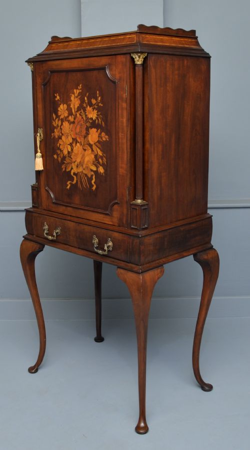 FINE EDWARDIAN MAHOGANY MARQUETRY CABINET - ADDITIONAL PHOTO 5