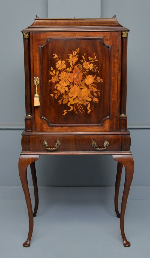 FINE EDWARDIAN MAHOGANY MARQUETRY CABINET - ADDITIONAL PHOTO 7