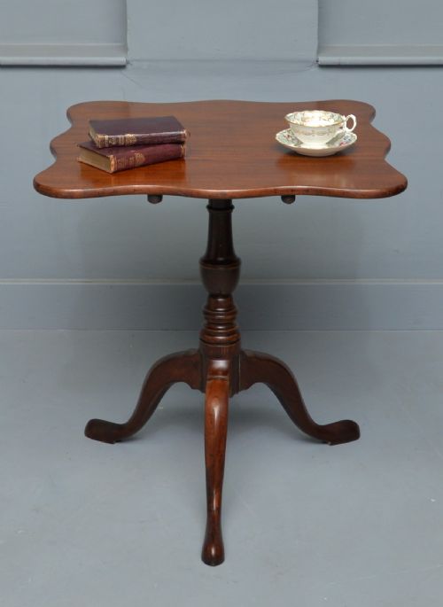 GEORGIAN MAHOGANY SERPENTINE TILTTOP SIDE WINE TEA LAMP TABLE - ADDITIONAL PHOTO 7