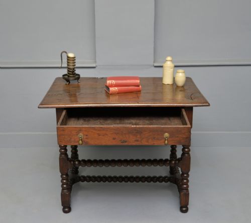 17TH CENTURY BOBBIN TURNED OAK SIDE TABLE - ADDITIONAL PHOTO 2