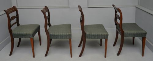 SET OF FOUR REGENCY MAHOGANY BRASS INLAID DINING CHAIRS - ADDITIONAL PHOTO 3