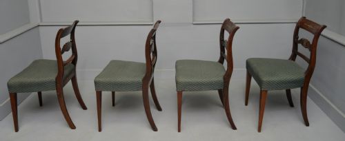 SET OF FOUR REGENCY MAHOGANY BRASS INLAID DINING CHAIRS - ADDITIONAL PHOTO 4