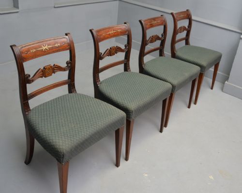 SET OF FOUR REGENCY MAHOGANY BRASS INLAID DINING CHAIRS - ADDITIONAL PHOTO 6