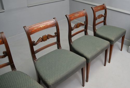 SET OF FOUR REGENCY MAHOGANY BRASS INLAID DINING CHAIRS - ADDITIONAL PHOTO 7