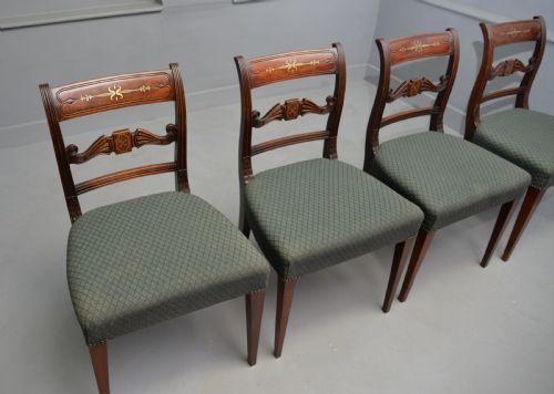SET OF FOUR REGENCY MAHOGANY BRASS INLAID DINING CHAIRS - ADDITIONAL PHOTO 8