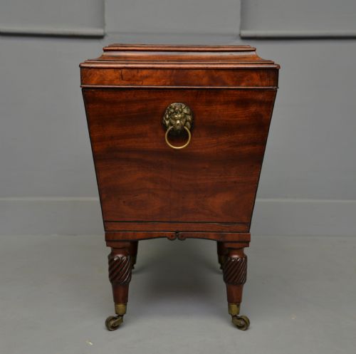 REGENCY MAHOGANY EBONY SARCOPHAGUS WINE CELLARETTE - ADDITIONAL PHOTO 2