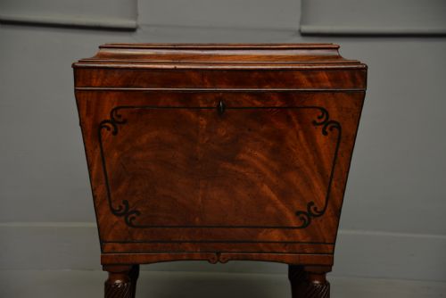 REGENCY MAHOGANY EBONY SARCOPHAGUS WINE CELLARETTE - ADDITIONAL PHOTO 4