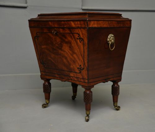 REGENCY MAHOGANY EBONY SARCOPHAGUS WINE CELLARETTE - ADDITIONAL PHOTO 5