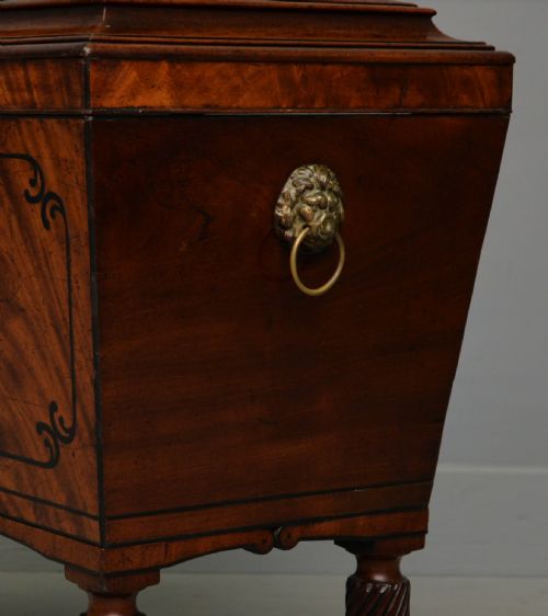 REGENCY MAHOGANY EBONY SARCOPHAGUS WINE CELLARETTE - ADDITIONAL PHOTO 6