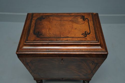 REGENCY MAHOGANY EBONY SARCOPHAGUS WINE CELLARETTE - ADDITIONAL PHOTO 11