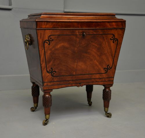 REGENCY MAHOGANY EBONY SARCOPHAGUS WINE CELLARETTE - ADDITIONAL PHOTO 13