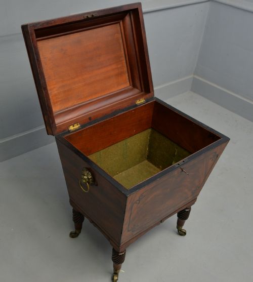 REGENCY MAHOGANY EBONY SARCOPHAGUS WINE CELLARETTE - ADDITIONAL PHOTO 16