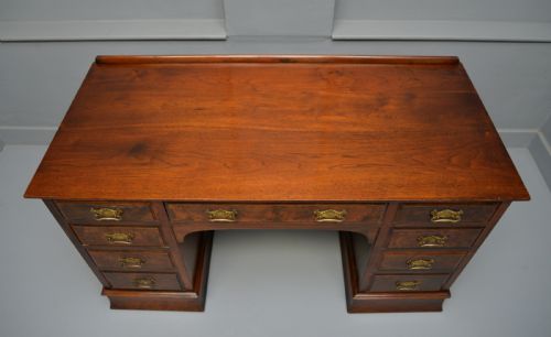 VICTORIAN BURR WALNUT PEDESTAL DESK - ADDITIONAL PHOTO 5