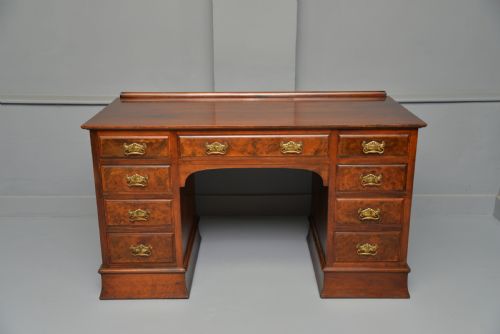 VICTORIAN BURR WALNUT PEDESTAL DESK - ADDITIONAL PHOTO 10