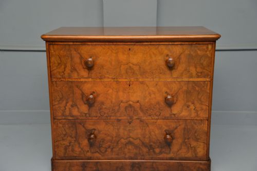HANDSOME VICTORIAN BURR WALNUT CHEST OF DRAWERS - ADDITIONAL PHOTO 1