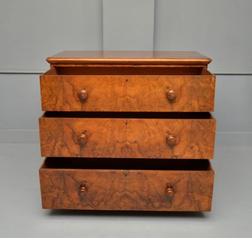 HANDSOME VICTORIAN BURR WALNUT CHEST OF DRAWERS - ADDITIONAL PHOTO 3
