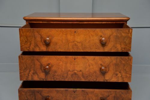 HANDSOME VICTORIAN BURR WALNUT CHEST OF DRAWERS - ADDITIONAL PHOTO 4
