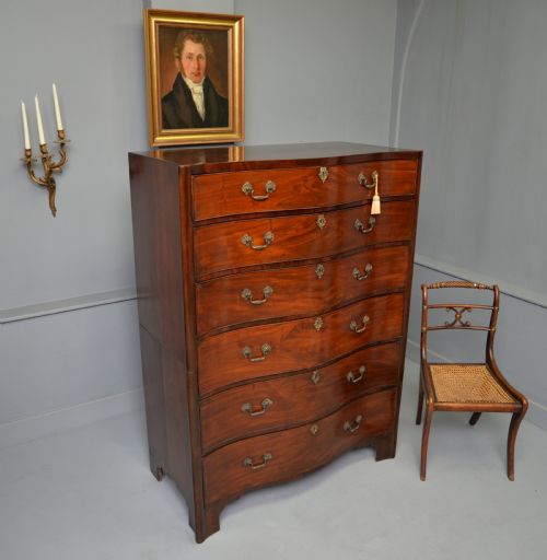 TALL GEORGIAN MAHOGANY SERPENTINE CHEST OF DRAWERS - ADDITIONAL PHOTO 10