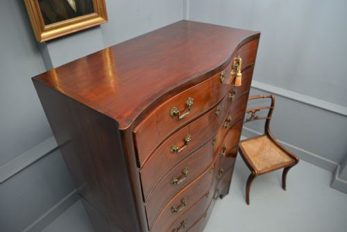 TALL GEORGIAN MAHOGANY SERPENTINE CHEST OF DRAWERS - ADDITIONAL PHOTO 12
