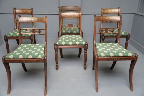 HARLEQUIN SET OF SIX REGENCY ROSEWOOD AND MAHOGANY DINING CHAIRS - ADDITIONAL PHOTO 1
